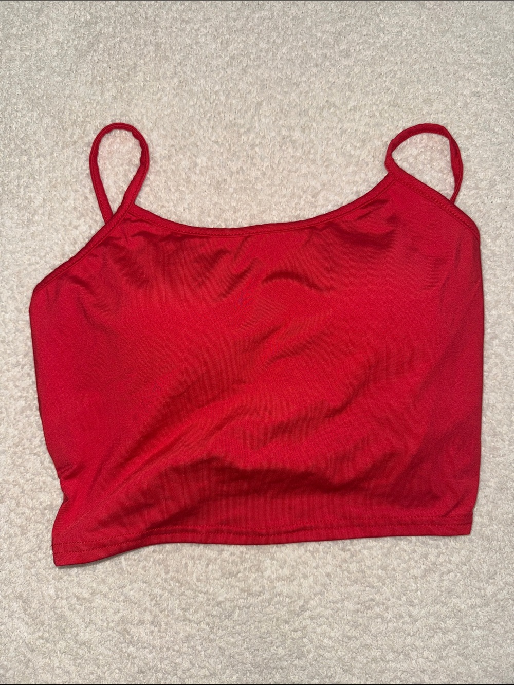 Red Women's Cropped Tank Top Classic Spaghetti Strap with twister back and cups